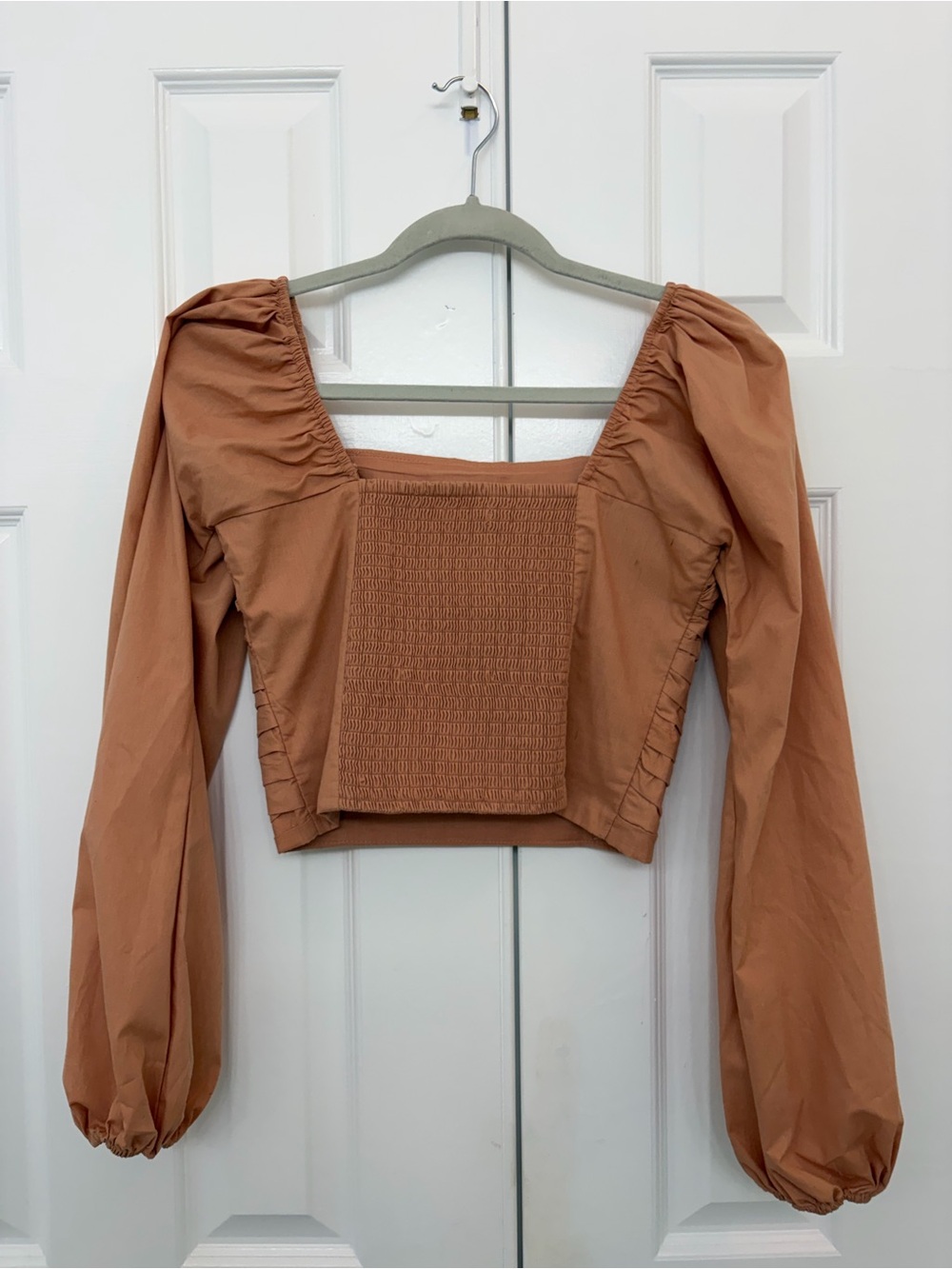 Abercrombie & Fitch Pleated Smocked Square-Neck•Puff Sleeve•terracotta•ballet•SM - Picture 16 of 16